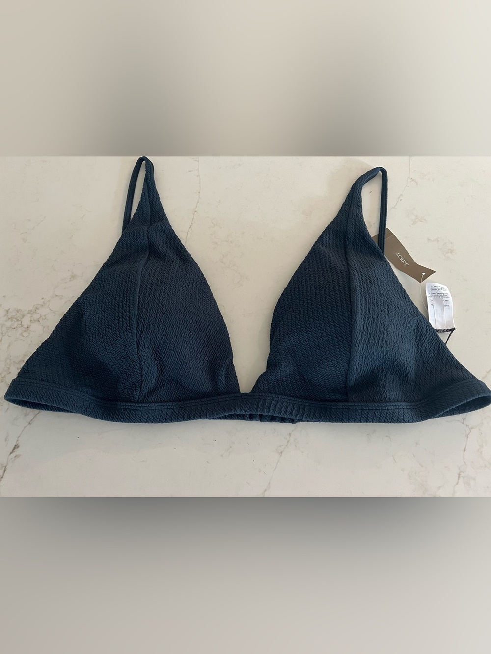 NWT J.Crew Textured Plunge Bikini Swim Top 3X Navy Blue